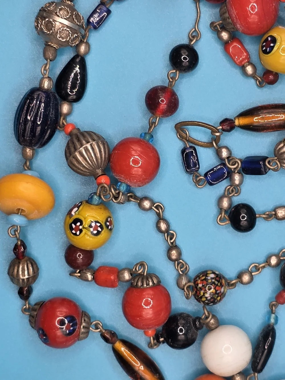Multicolor Glass Bead Necklace - Bright Bead Ensemble